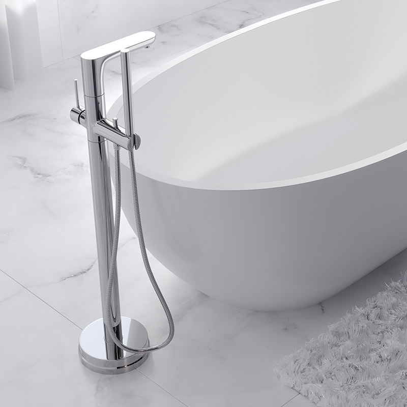 Baterie stativă pentru cadă freestanding Ferro Fiesta BFI11F, cu set de duș, crom - imagine 2