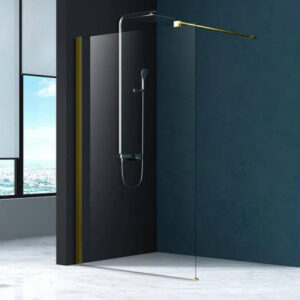 Paravan de duș Walk-In Fluminia Foxy Gold, 120 × 200 cm, sticlă securizată 8 mm, Easy Clean, profil auriu periat
