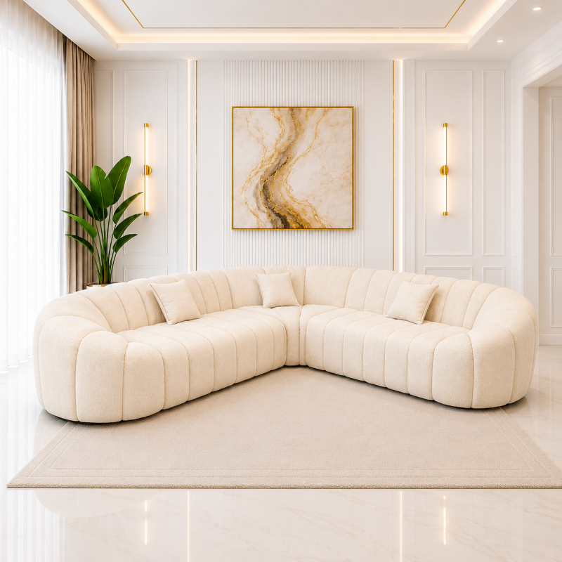Colțar extensibil Lotus Cream, crem