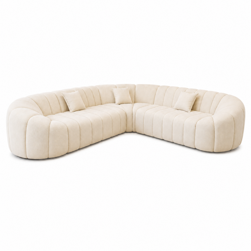 Colțar extensibil Lotus Cream, crem - imagine 2