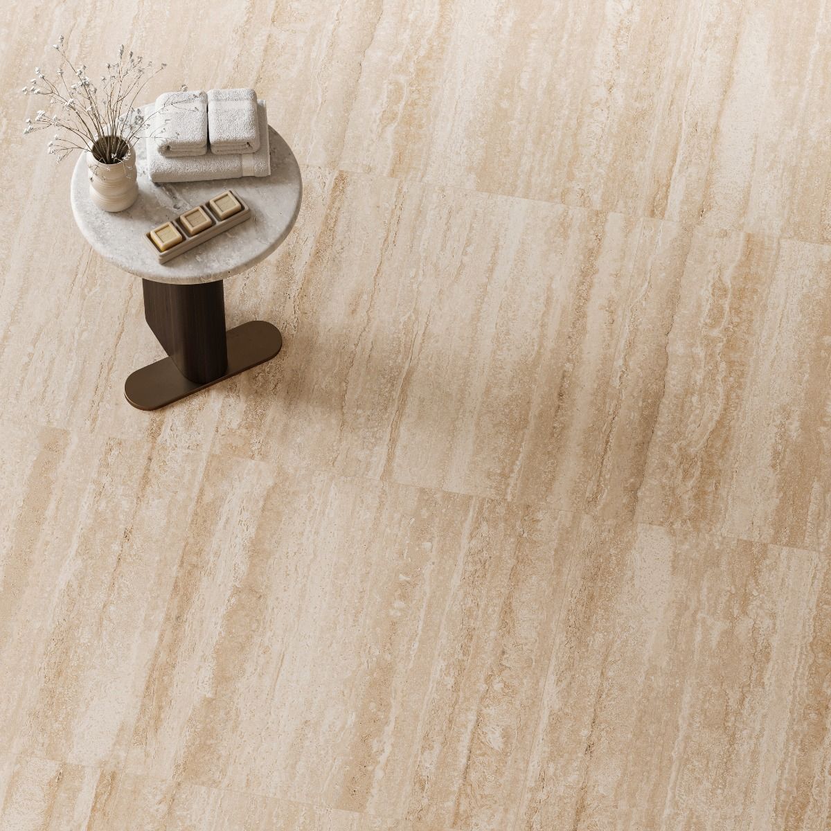 Gresie antiderapantă porțelanată Fiorito Travertine Beige, 60 × 60 × 2 cm, mată, rectificată - imagine 3
