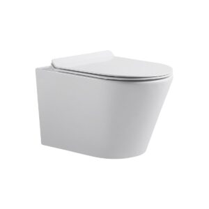 Vas WC suspendat rimless Celesta Lyra, 52,5 × 36 cm, ceramică porțelanată, capac Soft Close inclus, alb lucios