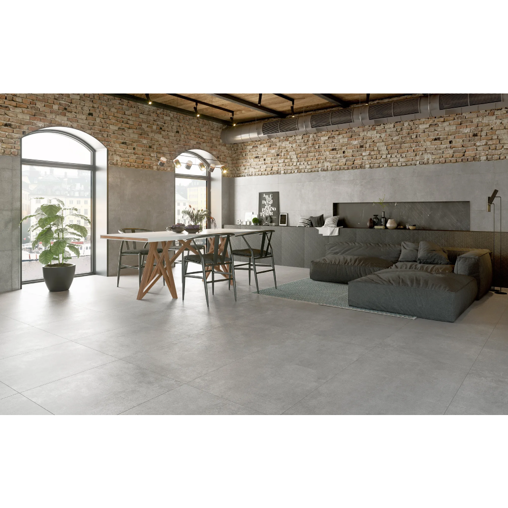 Gresie porțelanată rectificată Concrete Grey, 60 × 120 cm, mată - imagine 2