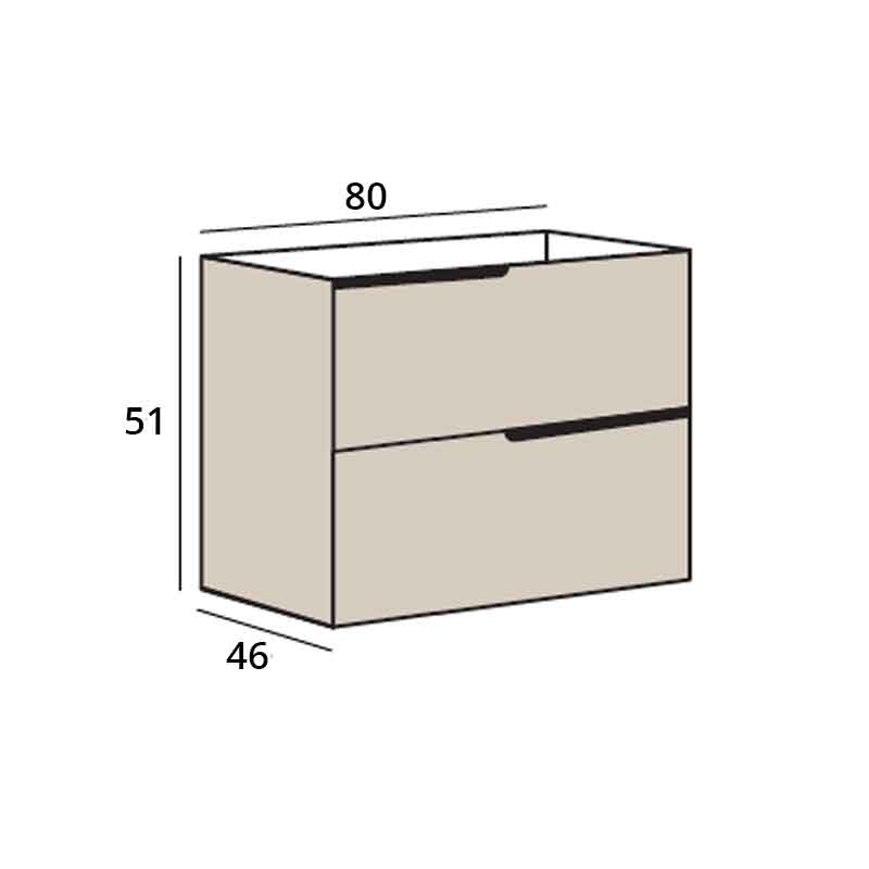 Mobilier suspendat cu blat pentru lavoar Fluminia Bari, 80 cm, Urban Grey, 2 sertare Soft Close - imagine 3
