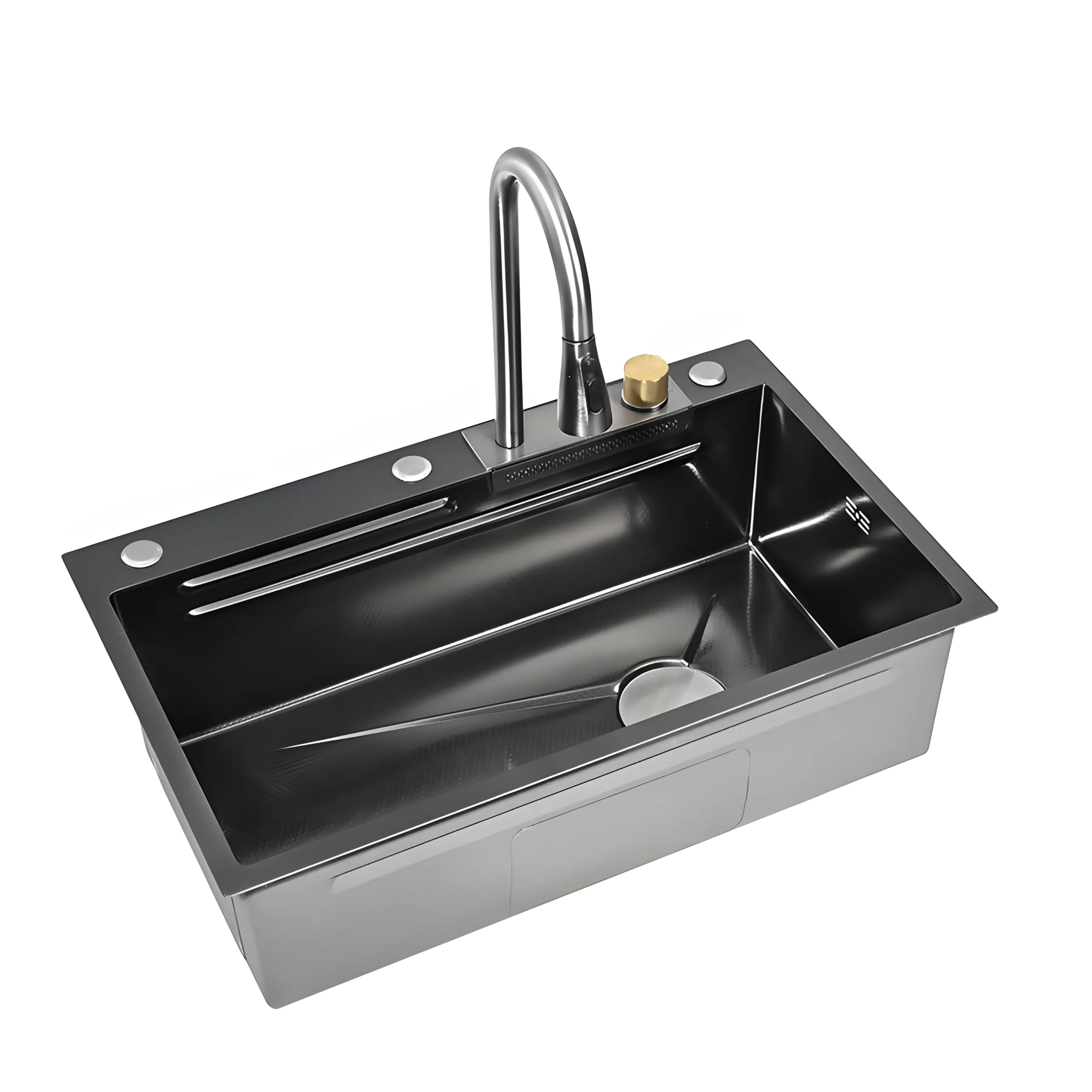Chiuvetă de bucătărie multifuncțională 7546 HMF-B, 75 × 45 × 22 cm, inox, gri antracit, cu accesorii - imagine 2